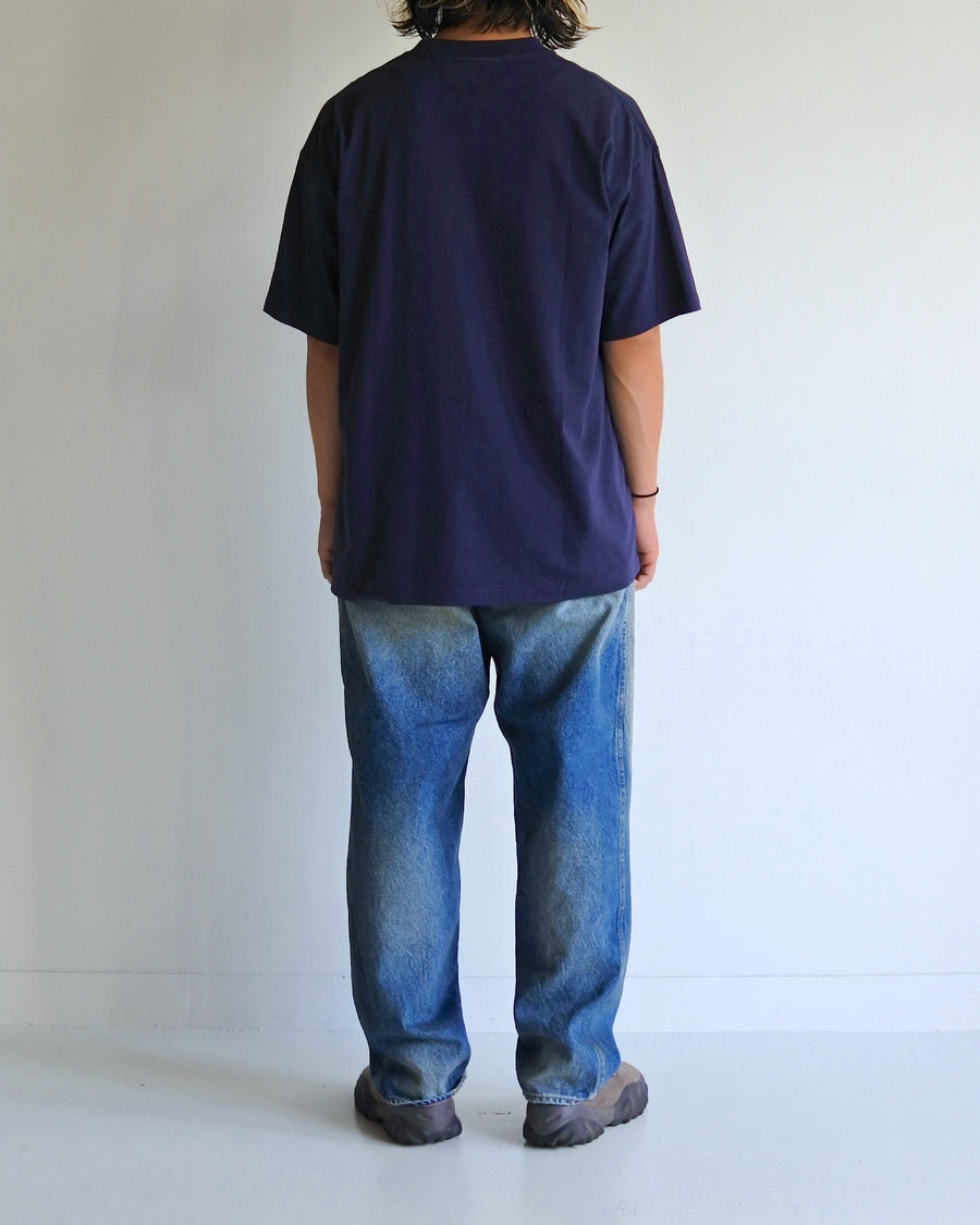 ANACHRONORM スタンダード 刺繍 半袖Tシャツ ネイビー | ロゴ刺繍 ステイフレッシュコットン 抗菌防臭 リラックスシルエット