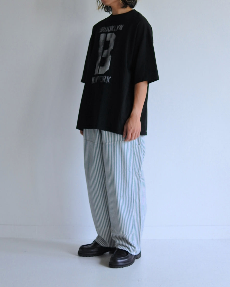 ANACHRONORM ブルックリン プリント ショートスリーブTシャツ ブラック | 5.6oz 天竺 ヘビーウェイト ワンウォッシュ カスレ刷り ステンシルアート