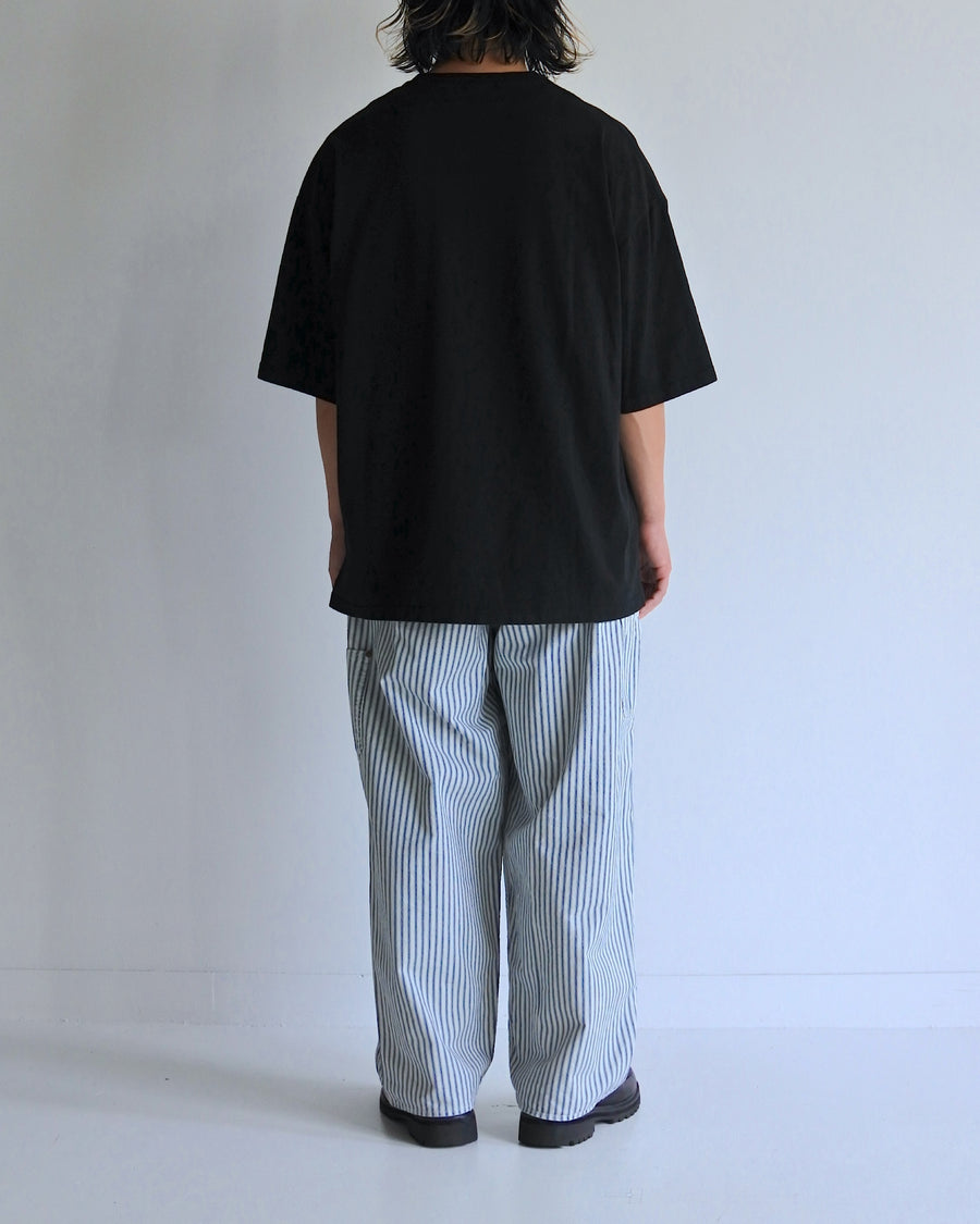 ANACHRONORM ブルックリン プリント ショートスリーブTシャツ ブラック | 5.6oz 天竺 ヘビーウェイト ワンウォッシュ カスレ刷り ステンシルアート