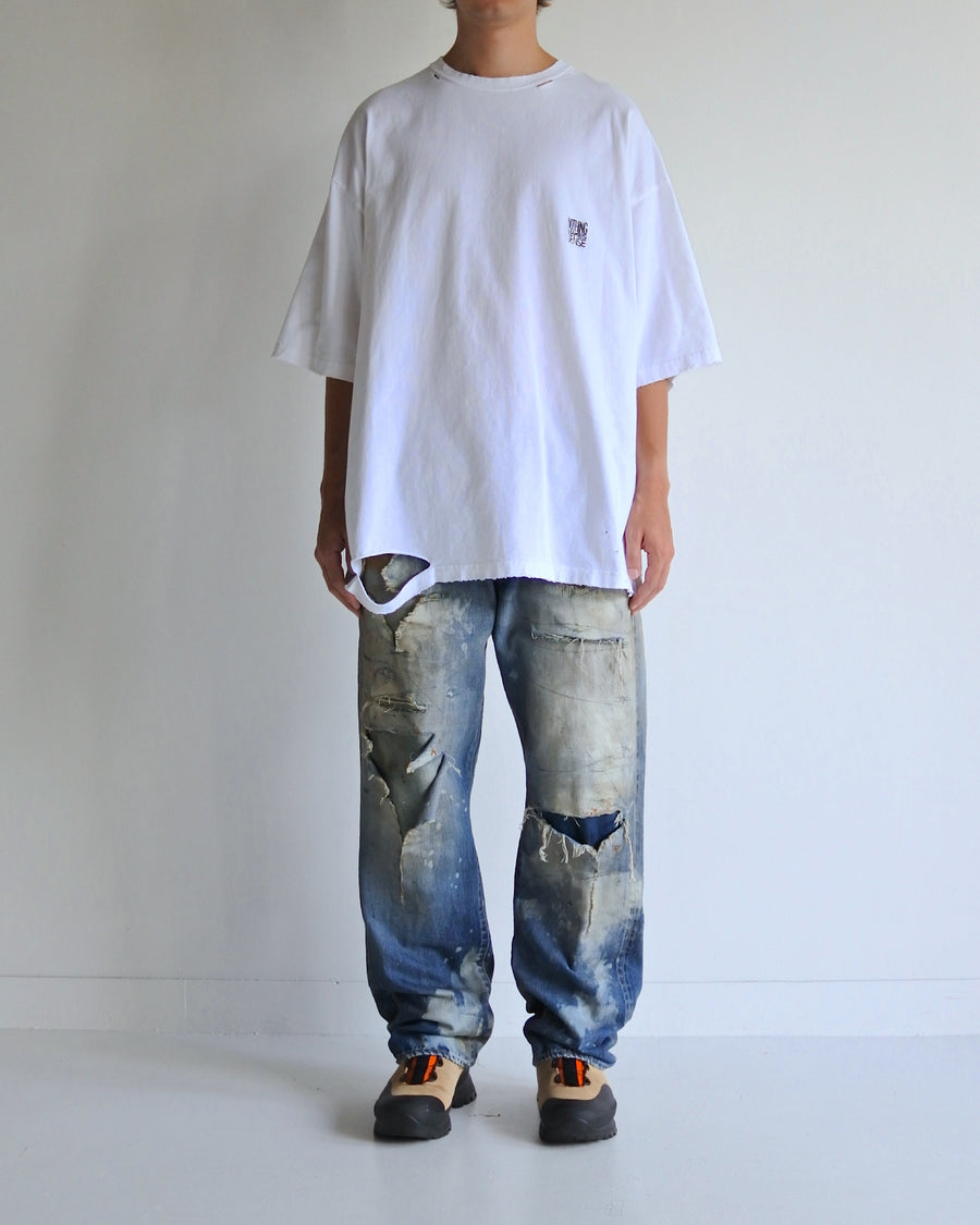 EMBROIDERY DAMAGED S/S T-S WHITE