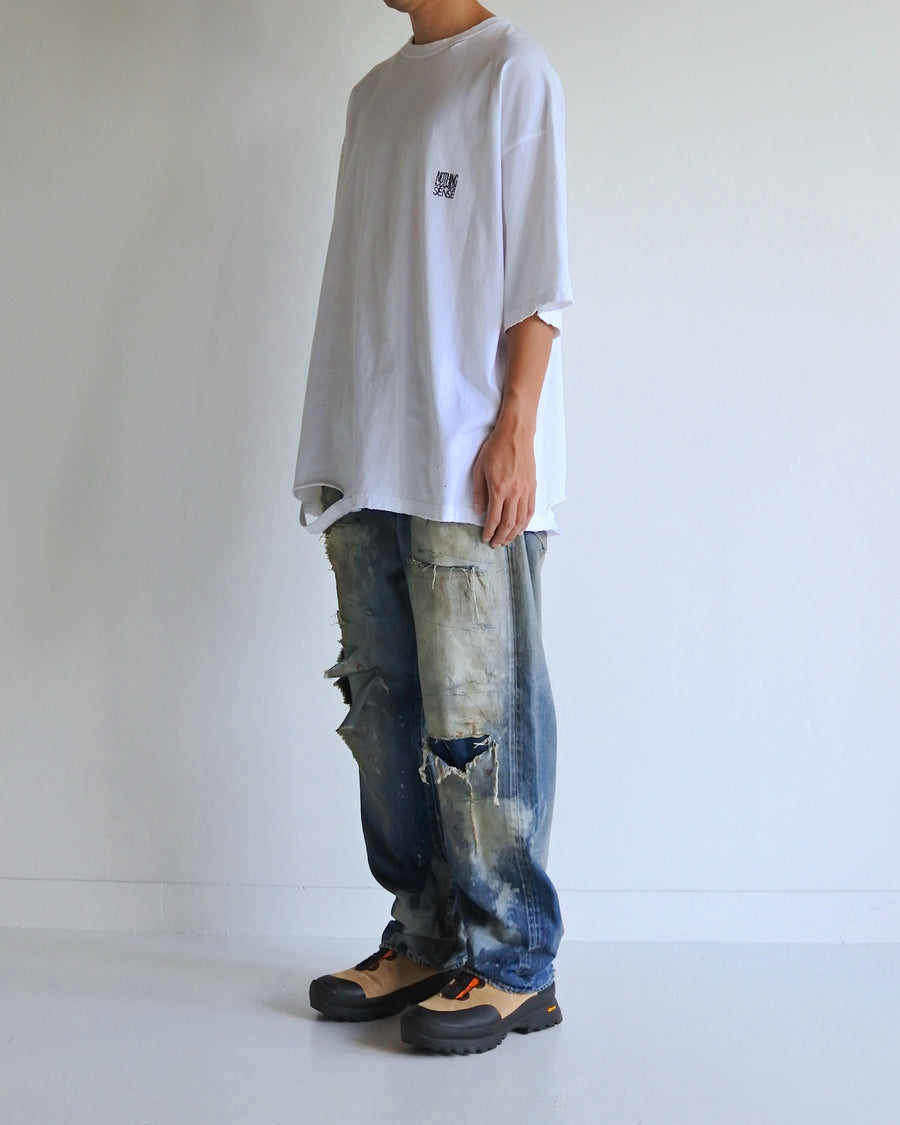 EMBROIDERY DAMAGED S/S T-S WHITE