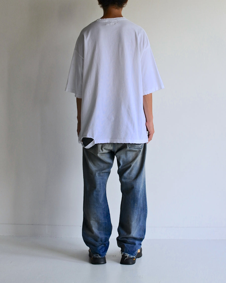EMBROIDERY DAMAGED S/S T-S WHITE