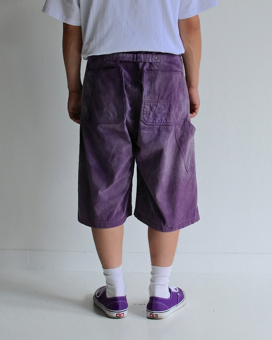 DOUBLE KNEE DAMAGED PAINTER SHORT PANTS PURPLE
