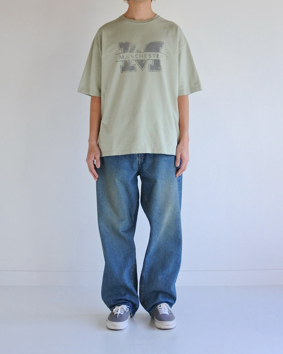 ANACHRONORM マンチェスター プリント ショートスリーブTシャツ グリーン | 5.6oz 天竺 ヘビーウェイト ワンウォッシュ グラデーションプリント 90sカルチャー
