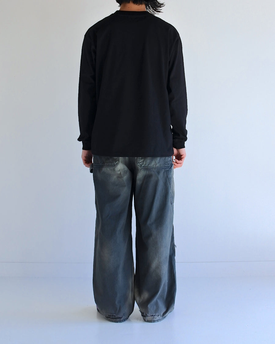 ANACHRONORM スタンダード EMB ロングスリーブTシャツ ブラック | ステイフレッシュコットン 抗菌防臭 抗ウイルス 左胸刺繍 リジット
