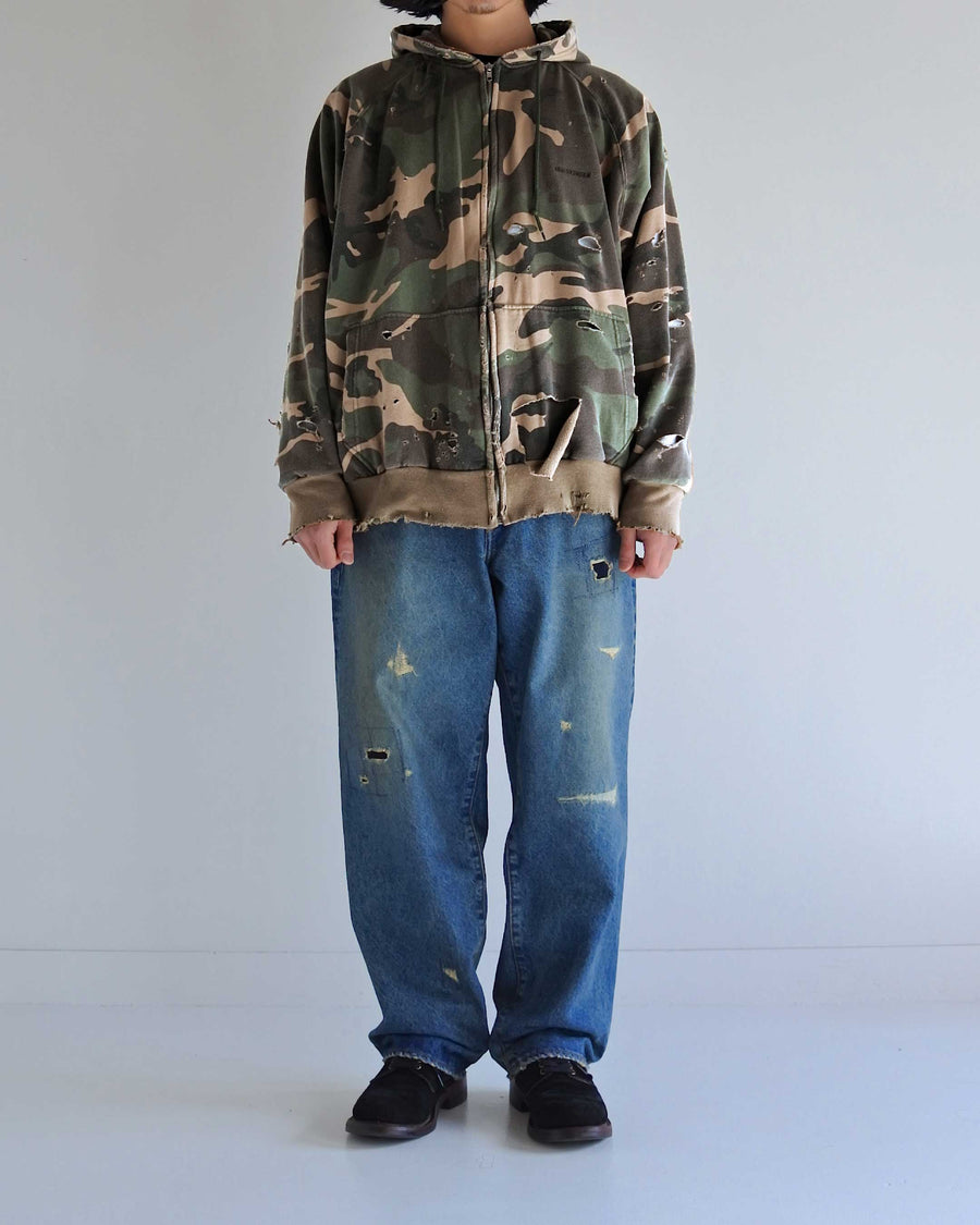 HARD DAMAGED INNER WAFFLE SWEAT PARKA WOODLAND