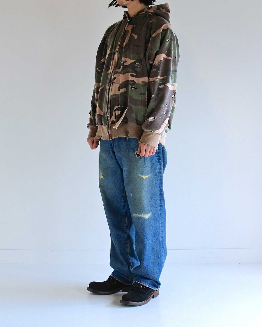 HARD DAMAGED INNER WAFFLE SWEAT PARKA WOODLAND