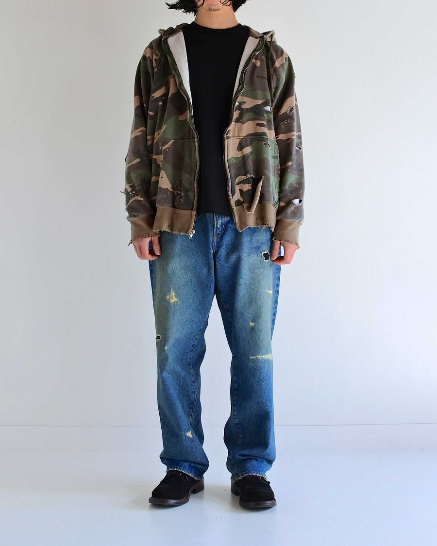 HARD DAMAGED INNER WAFFLE SWEAT PARKA WOODLAND