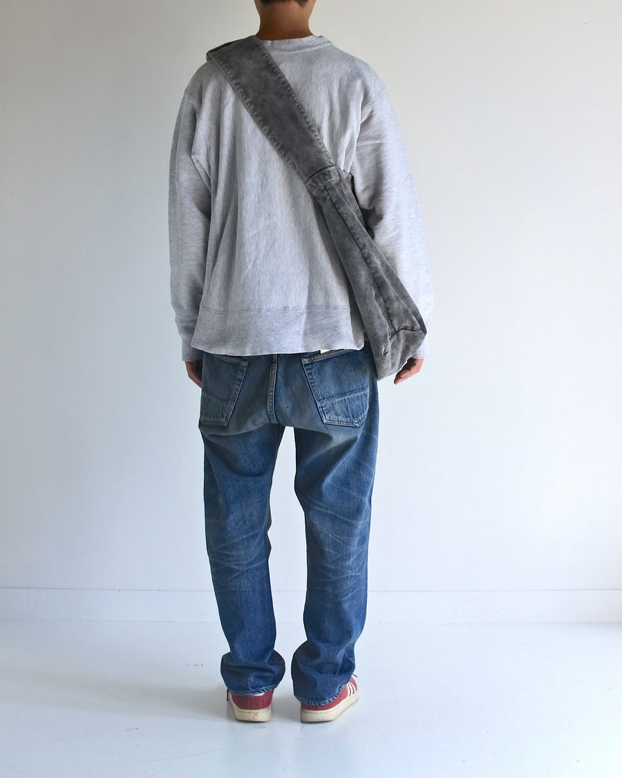 ANACHRONORM×YOROZU 硫化染め キャンバス タスキショルダー ブラック | 8号帆布 倉敷帆布 硫化染め サステナブルブリーチ バンドロゴプリント 20周年 日本製