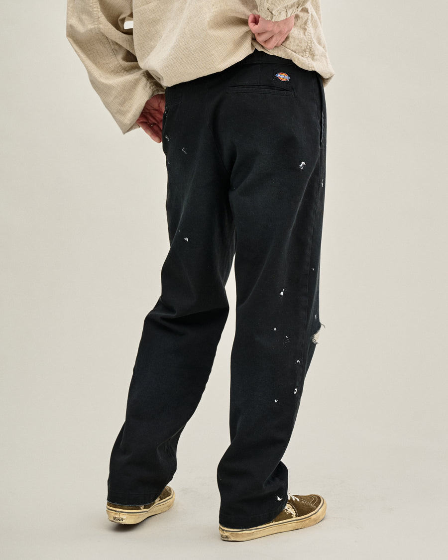 ANACHRONORM × Dickies フェイデッド 874 ワークパンツ ブラック | TCツイル ハードストーンウォッシュ リペアリメイク エイジング加工 日本製
