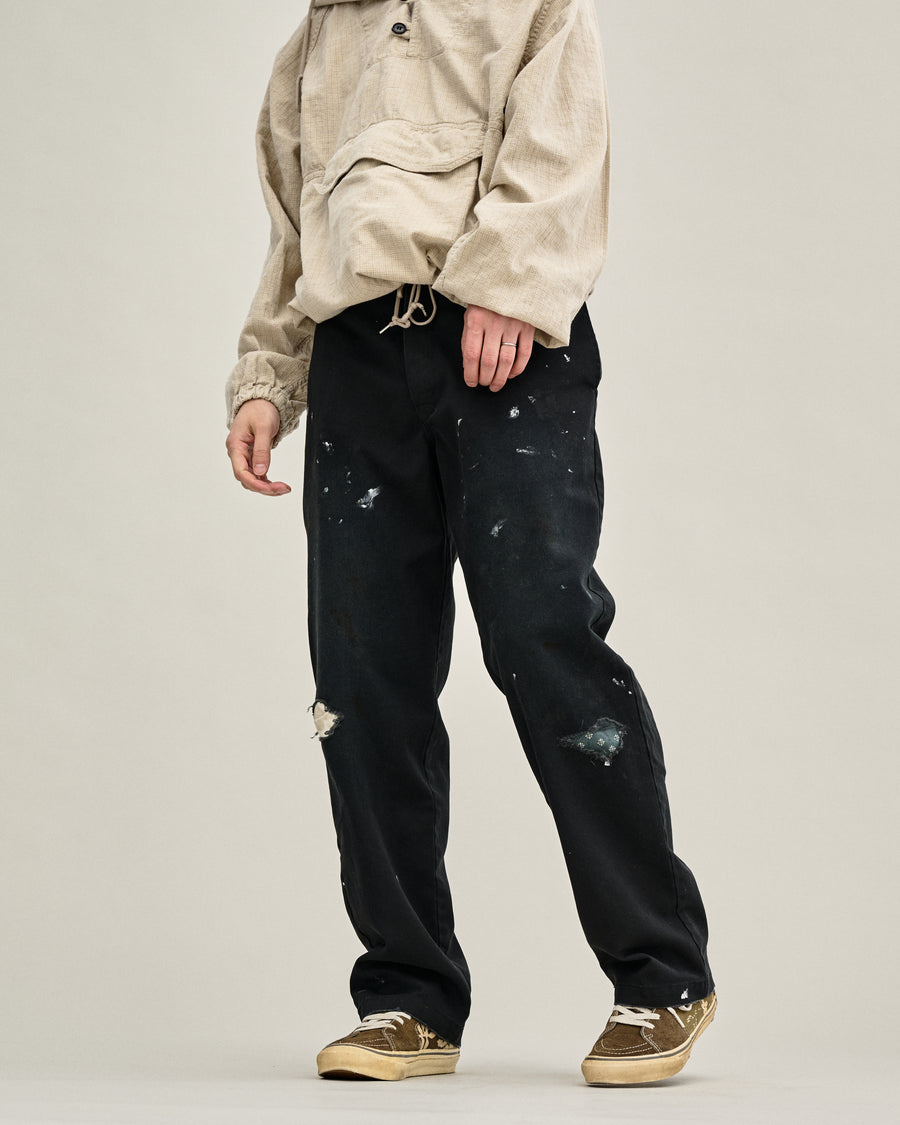 ANACHRONORM × Dickies フェイデッド 874 ワークパンツ ブラック | TCツイル ハードストーンウォッシュ リペアリメイク エイジング加工 日本製