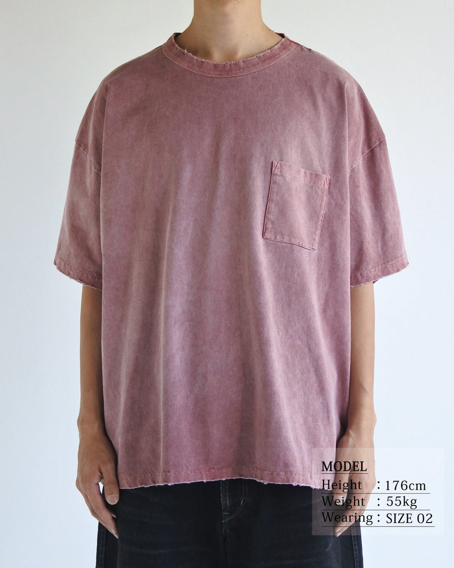 ANACHRONORM ピグメントダイ ポケット 半袖Tシャツ レッド | 特殊顔料染め コットン天竺 オリジナルカラー 日本製