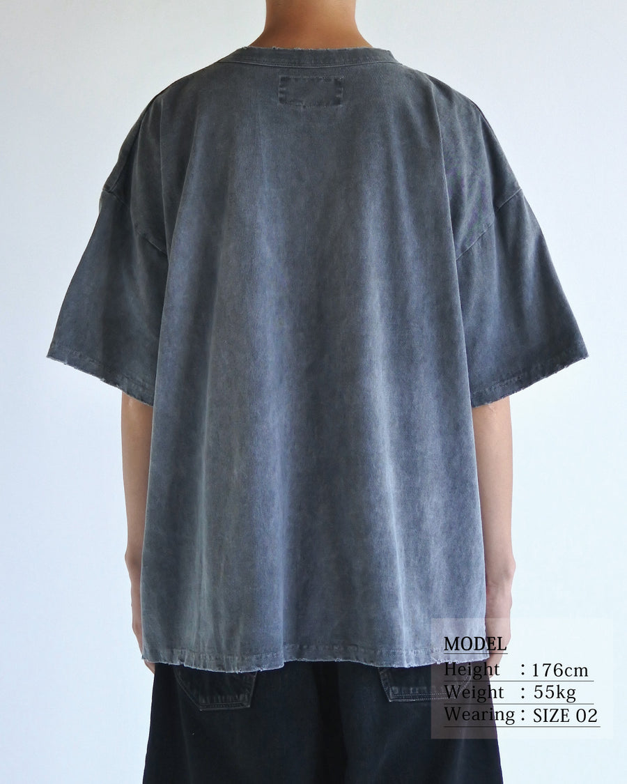 ANACHRONORM ピグメントダイ ポケット 半袖Tシャツ ブラック | 特殊顔料染め コットン天竺 オリジナルカラー 日本製