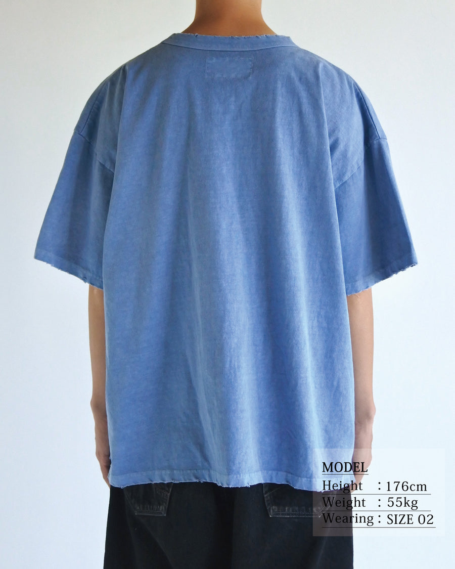 ANACHRONORM ピグメントダイ ポケット 半袖Tシャツ ブルー | 特殊顔料染め コットン天竺 オリジナルカラー 日本製
