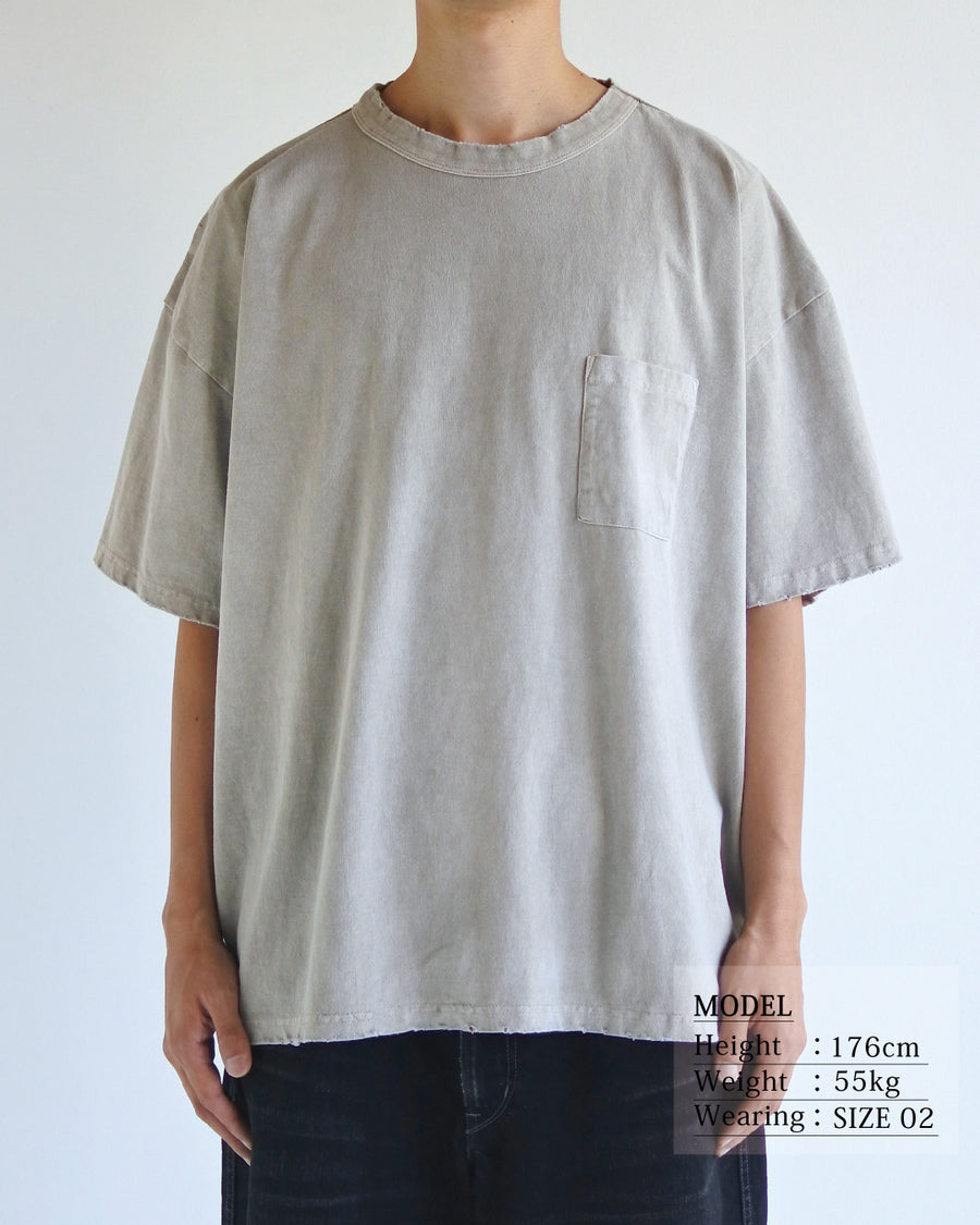 ANACHRONORM ピグメントダイ ポケット 半袖Tシャツ ベージュ | 特殊顔料染め コットン天竺 オリジナルカラー 日本製