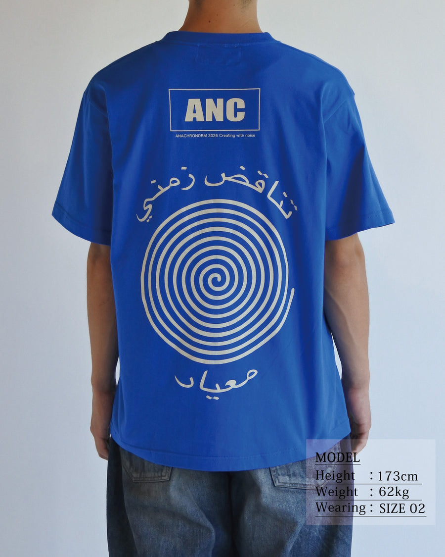 ANACHRONORM ヴォルテックス プリント 半袖Tシャツ ブルー | 90年代 音楽カルチャー グラフィック 渦 コットン100%