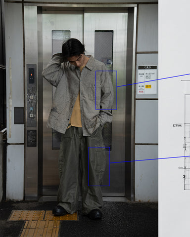 グレーのリネン生地を使用したリメイクワイドシャツ