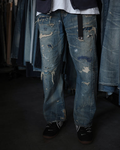 CONTEXT-002-RE DRAPED STRAIGHT 5P DENIM PANTS – TIME RECONSTRUCTED INDIGO(REMAKE)