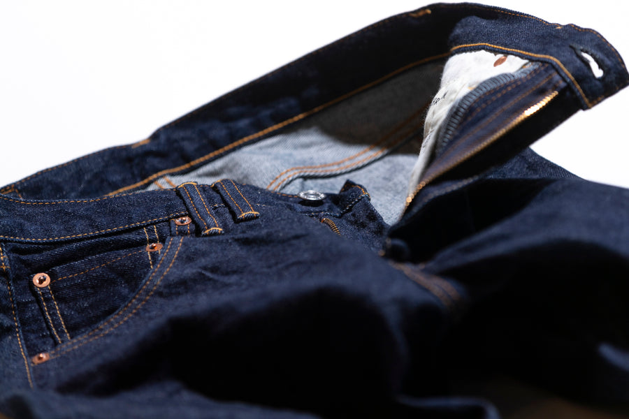 ANACHRONORM NM-5P02 ベーシック スリムジーンズ TYPE-γ インディゴ ワンウォッシュ | 13.5oz セルビッチデニム ナチュラルインディゴ ロープ染色 力織機 赤シングルステッチ 日本製
