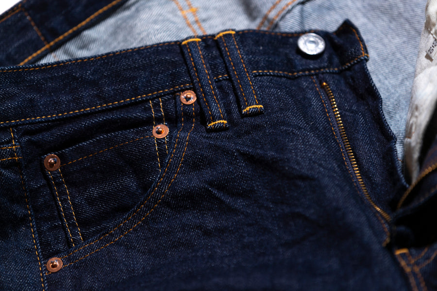 ANACHRONORM NM-5P02 ベーシック スリムジーンズ TYPE-γ インディゴ ワンウォッシュ | 13.5oz セルビッチデニム ナチュラルインディゴ ロープ染色 力織機 赤シングルステッチ 日本製