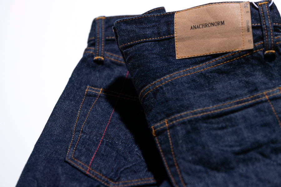 ANACHRONORM NM-5P02 ベーシック スリムジーンズ TYPE-γ インディゴ ワンウォッシュ | 13.5oz セルビッチデニム ナチュラルインディゴ ロープ染色 力織機 赤シングルステッチ 日本製